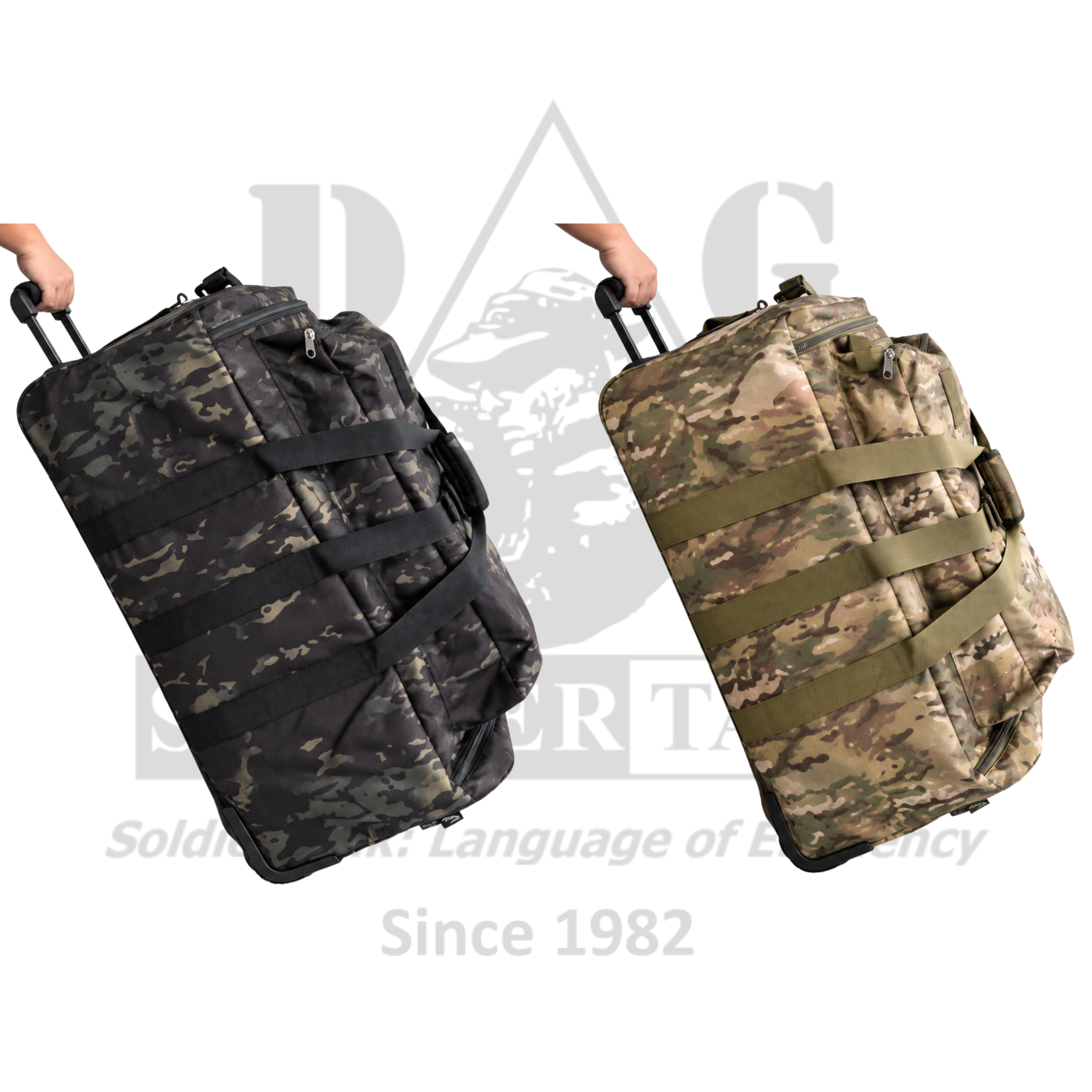 Multi Camo Ops Ready Telescopic Luggage Handle Duffel Bag with 3 Wheels Overseas Exercise #3978MC