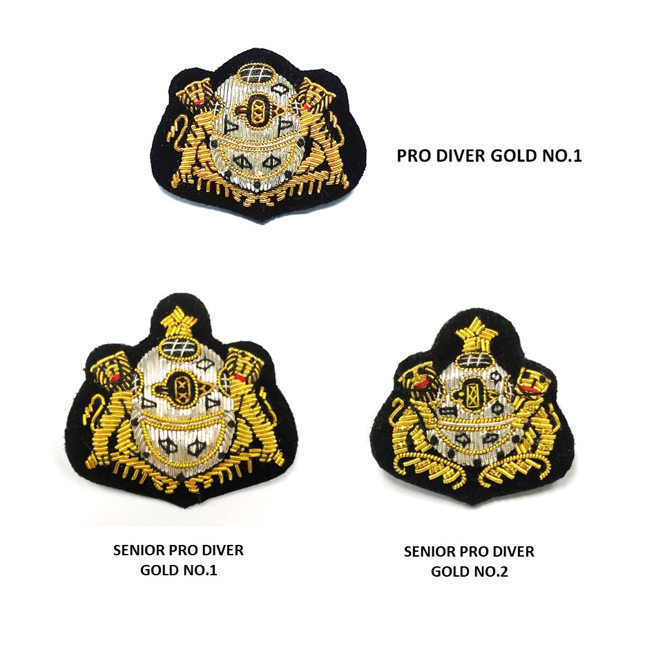 Pro Diver No.1 and No.2 Gold Badges