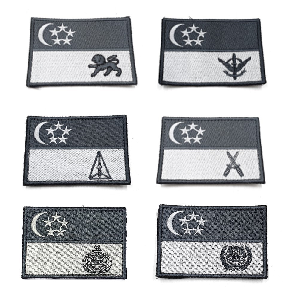 Black Singapore Flag Patches with Inner Logo #1685