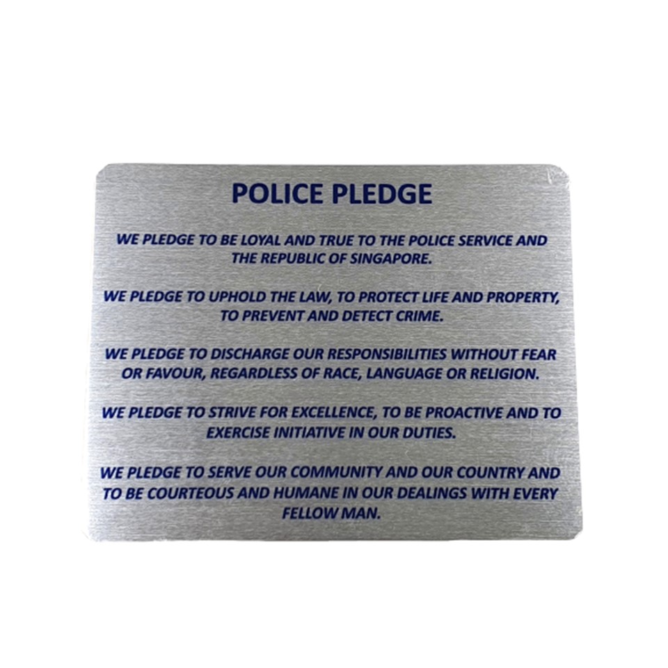 Silver Police Creed Plate