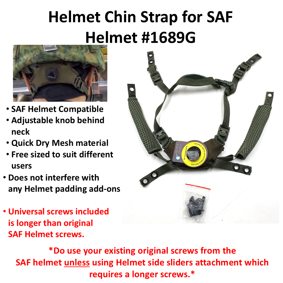 Adjustable Green Chin Strap for SAF Helmet #1689