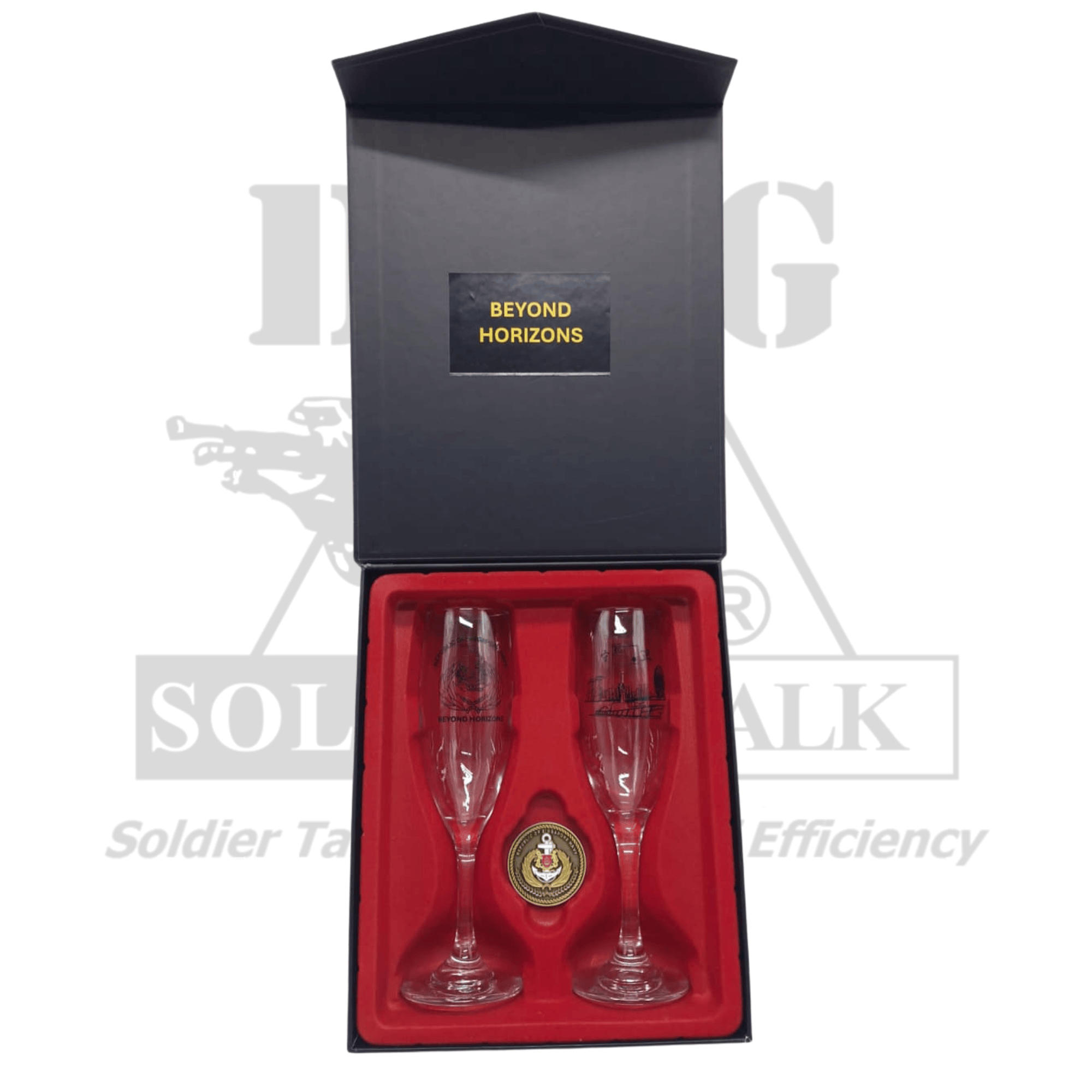 Dual Navy Maritime Wine Glass with Coin Box Set #1800-NAV