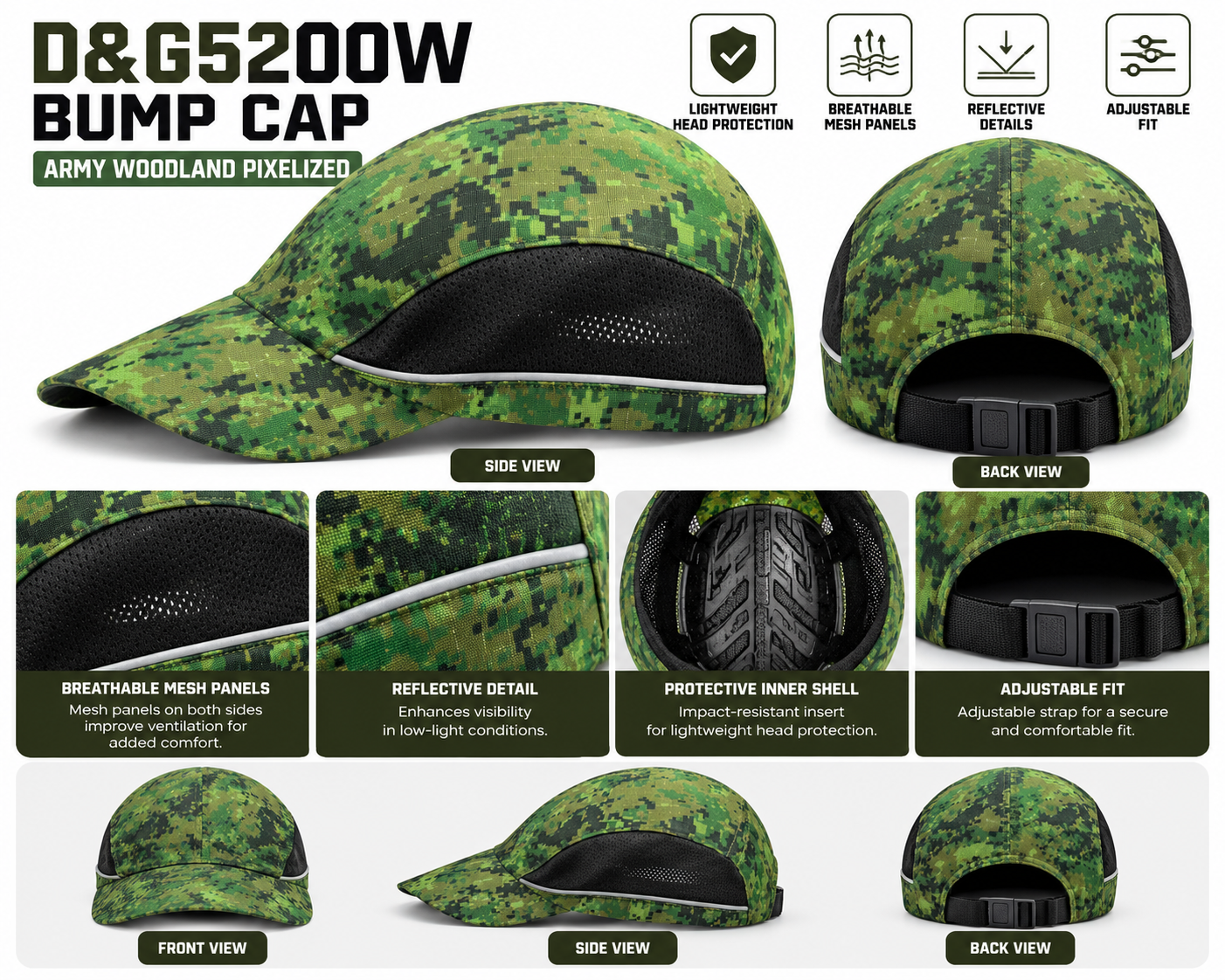 ARMY WOODLAND PIXELIZED BUMP CAP #5200W