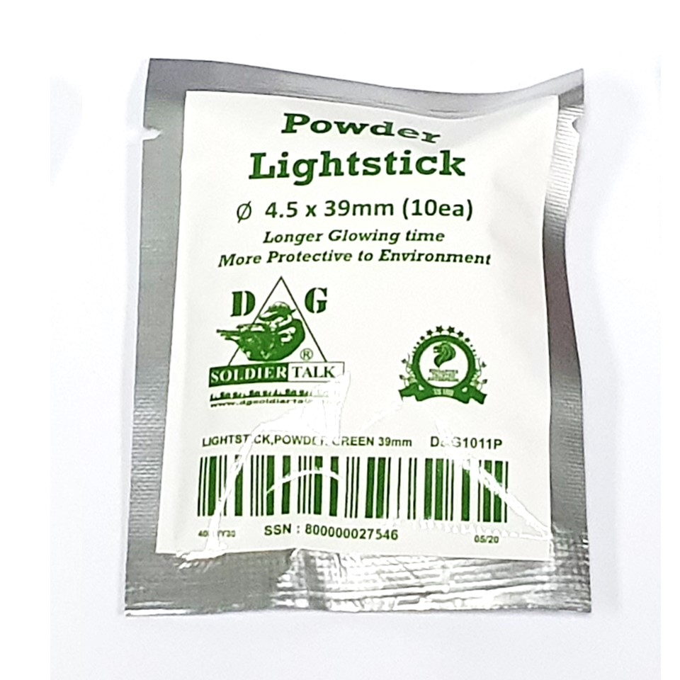 LIGHT STICK,POWDER GREEN 39mm D&G1011P (GP4539) 10PCS/FOIL BAG