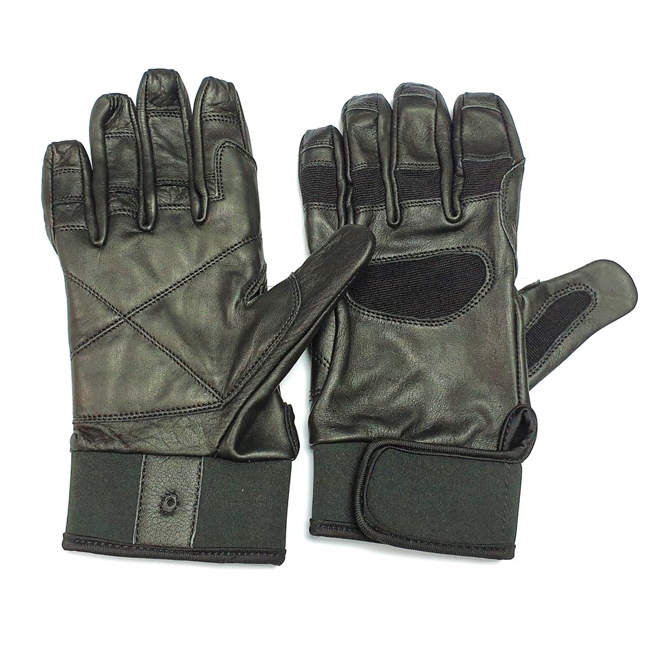 GLOVES,RAPPELLING:O/A LEATHER BLACK SZ S   #064-S