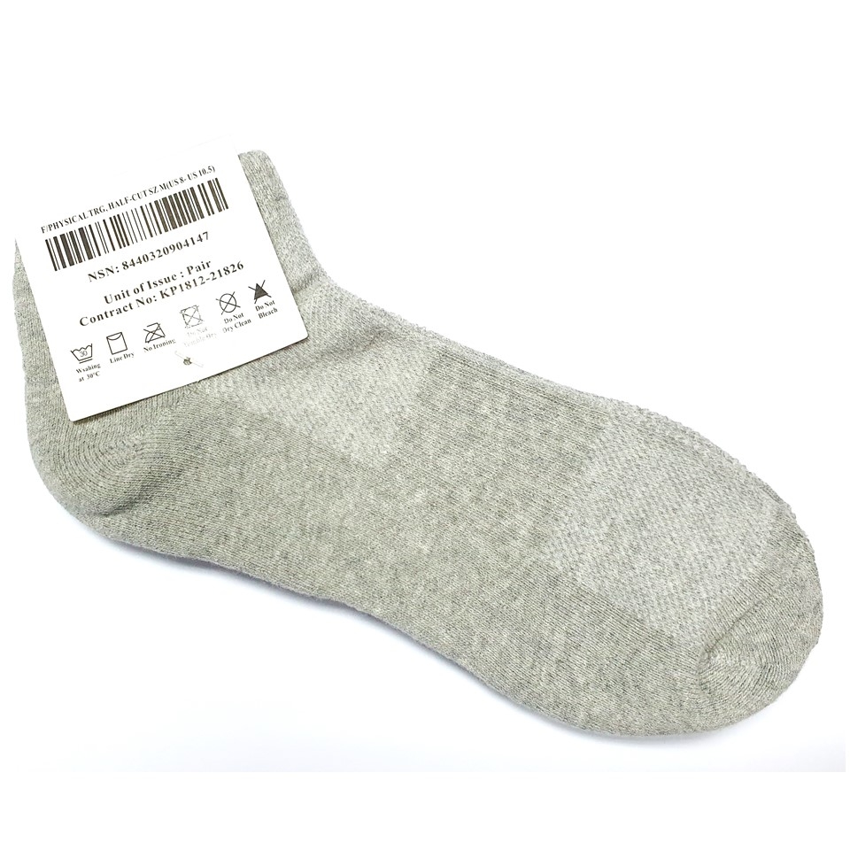 Physical Training Socks, Half Cut, Grey M size #4147