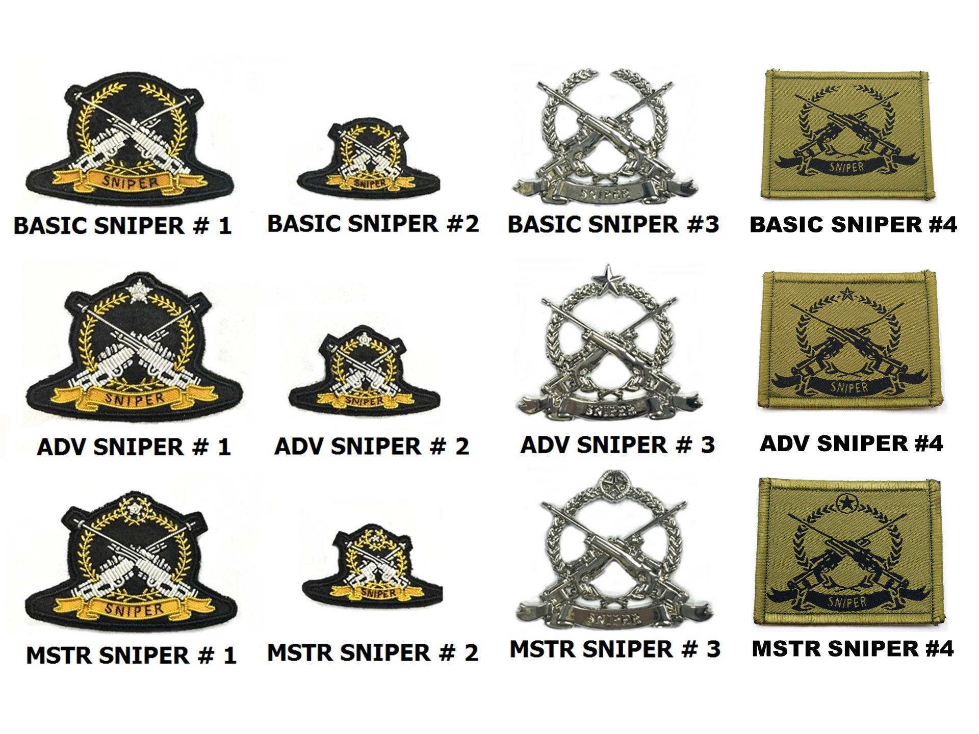 Sniper Badges (No 1, 2,3 and 4)